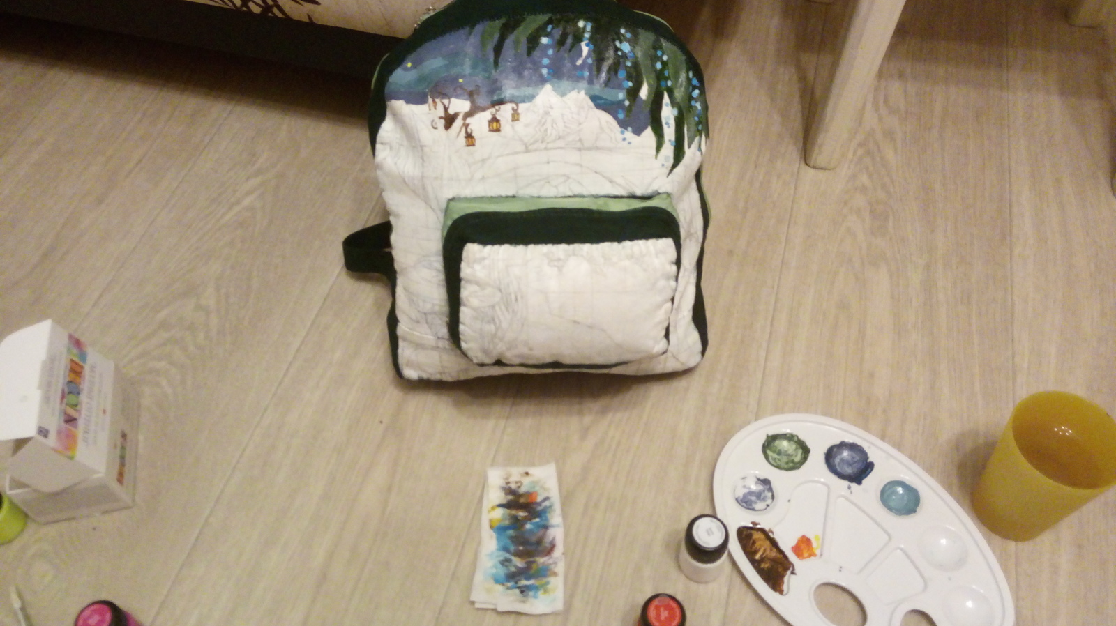 Fabulous backpack for a fabulous handyman - My, Creation, Longpost, Painting on fabric