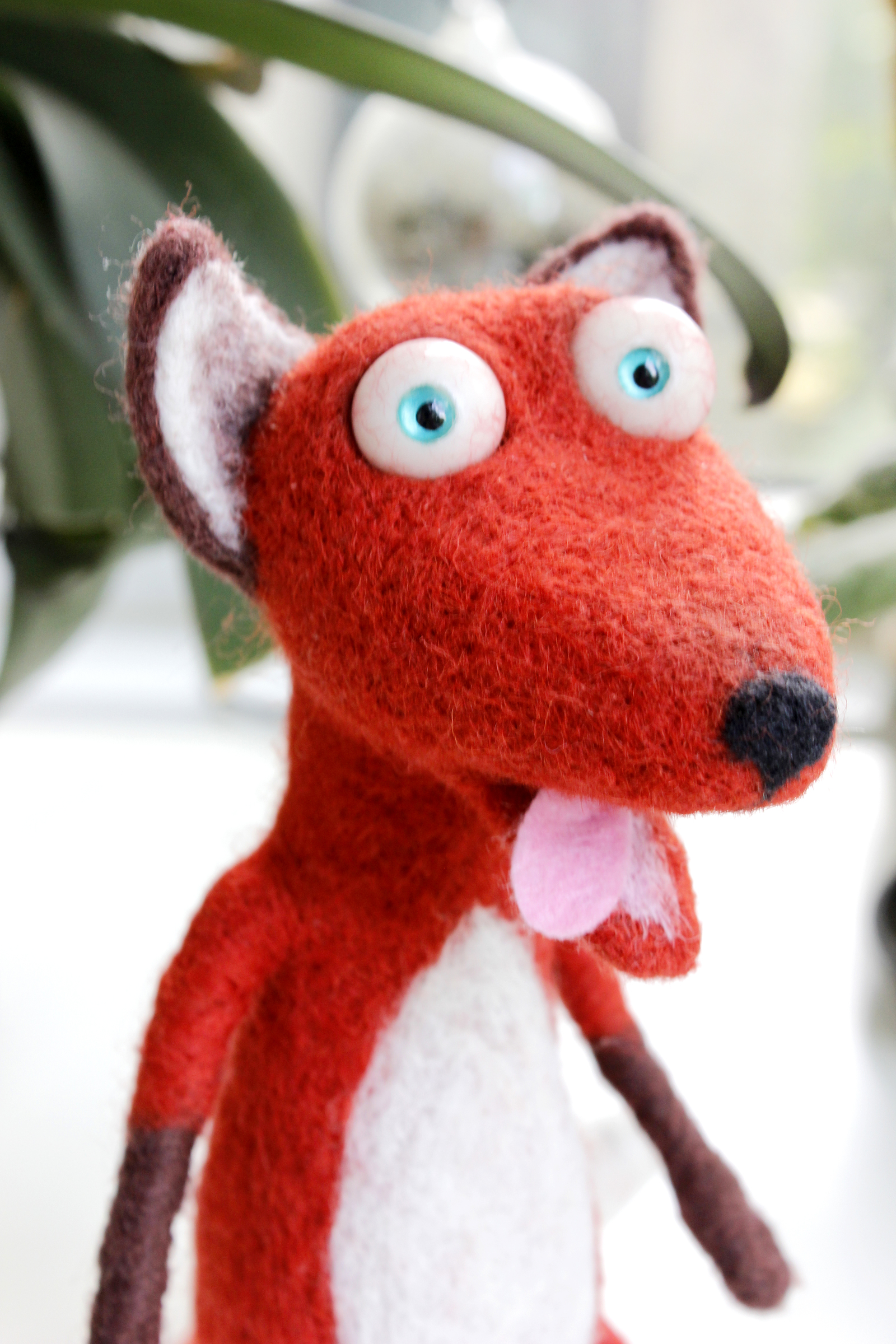 Fox, author's toy - My, Fox, Rabbit, Dry felting, Handmade, Handmade, Author's toy, Eyes, Longpost