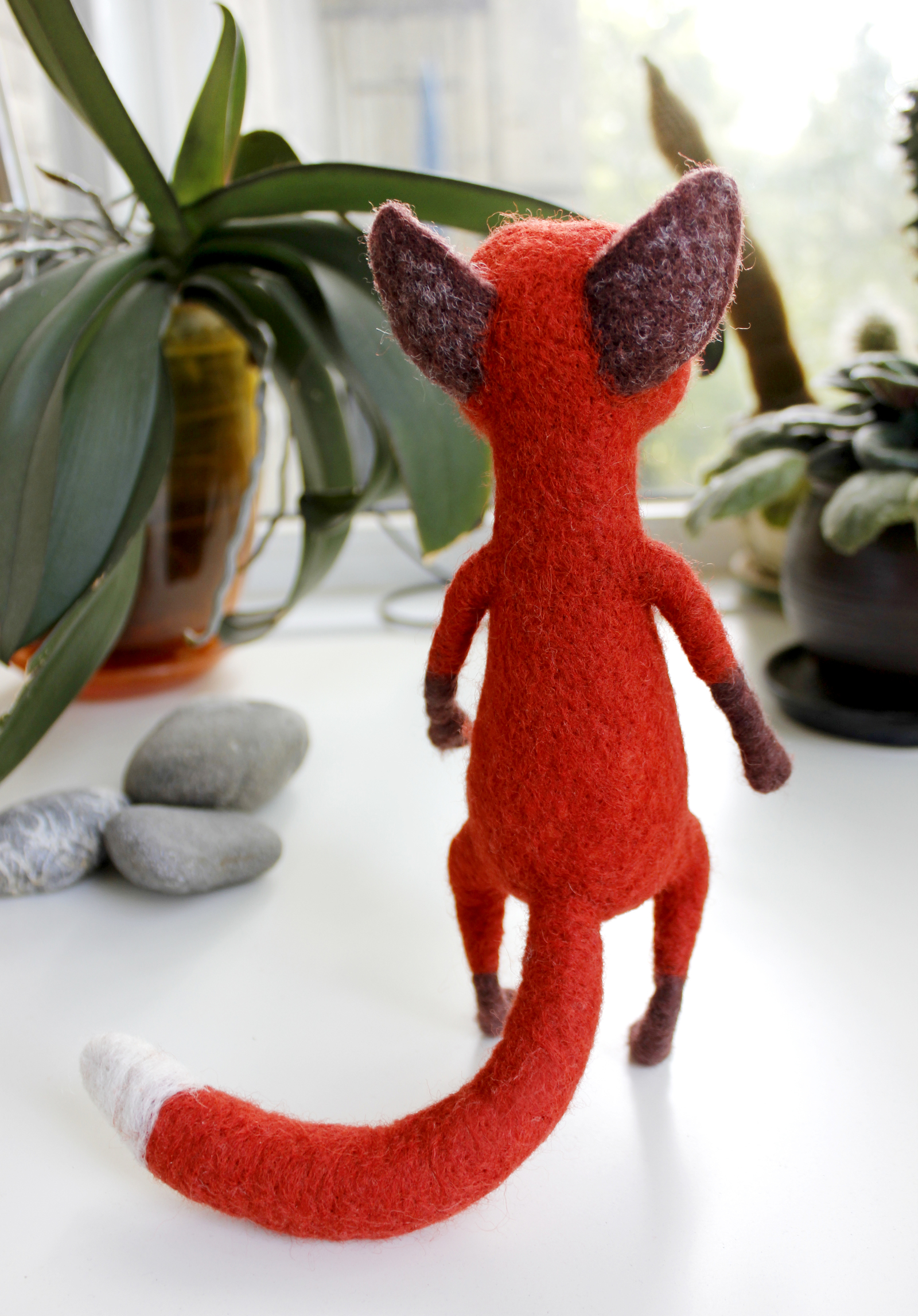 Fox, author's toy - My, Fox, Rabbit, Dry felting, Handmade, Handmade, Author's toy, Eyes, Longpost