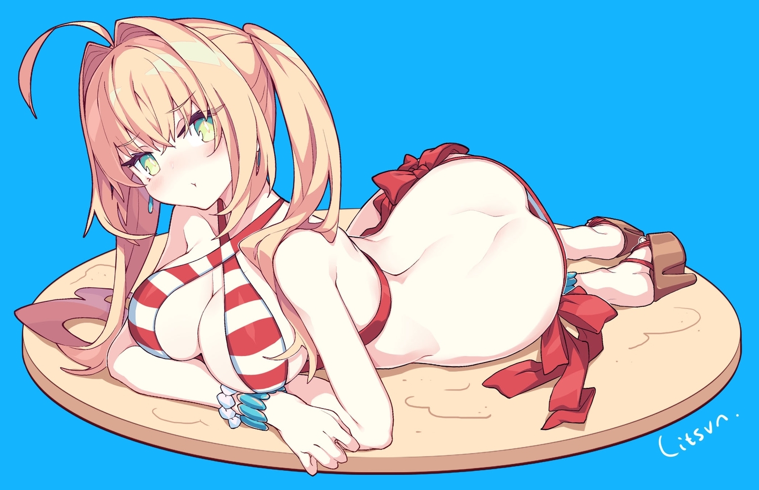 Saber extra - NSFW, Anime art, Fate grand order, Nero claudius, Bikini, Longpost