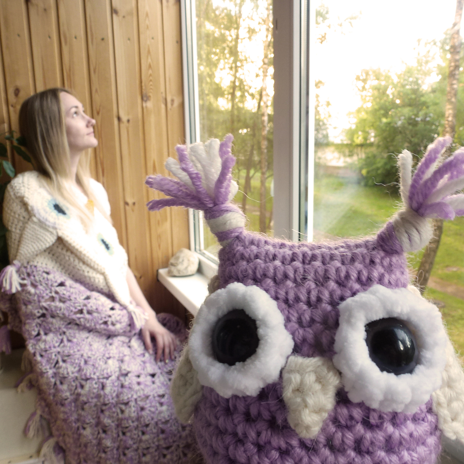 Owl blanket - My, , Owl, Plaid, Needlework without process, Longpost