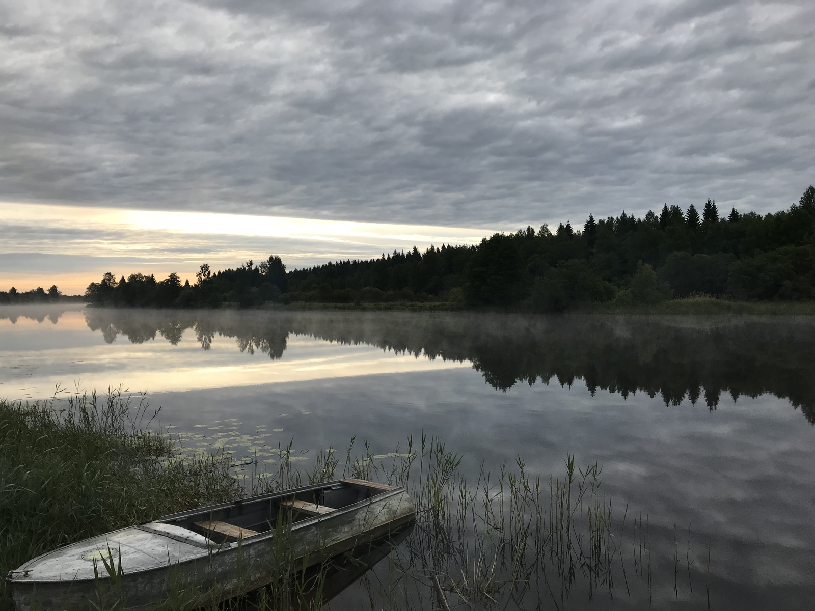 Morning on the Nerl River - My, Nerl River, River, Morning, Nature, Tver region, Landscape, Fog, A boat