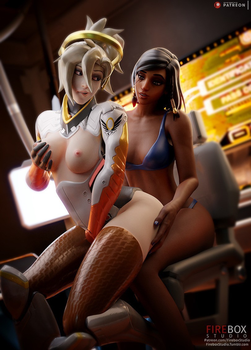 PharaMercy - NSFW, , Overwatch, Pharah, Mercy, Art, Fireboxstudio