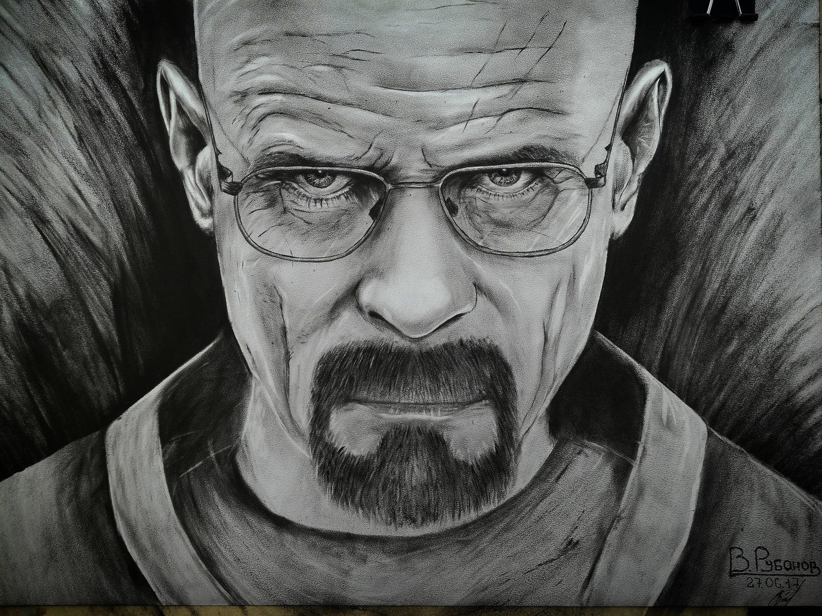 Walter White мой рисунок от 27.06.17г. Breaking Bad топ сериал. Хоть и  нарисован год назад, я Как обычно - приветствую критику. Всем спасибо |  Пикабу