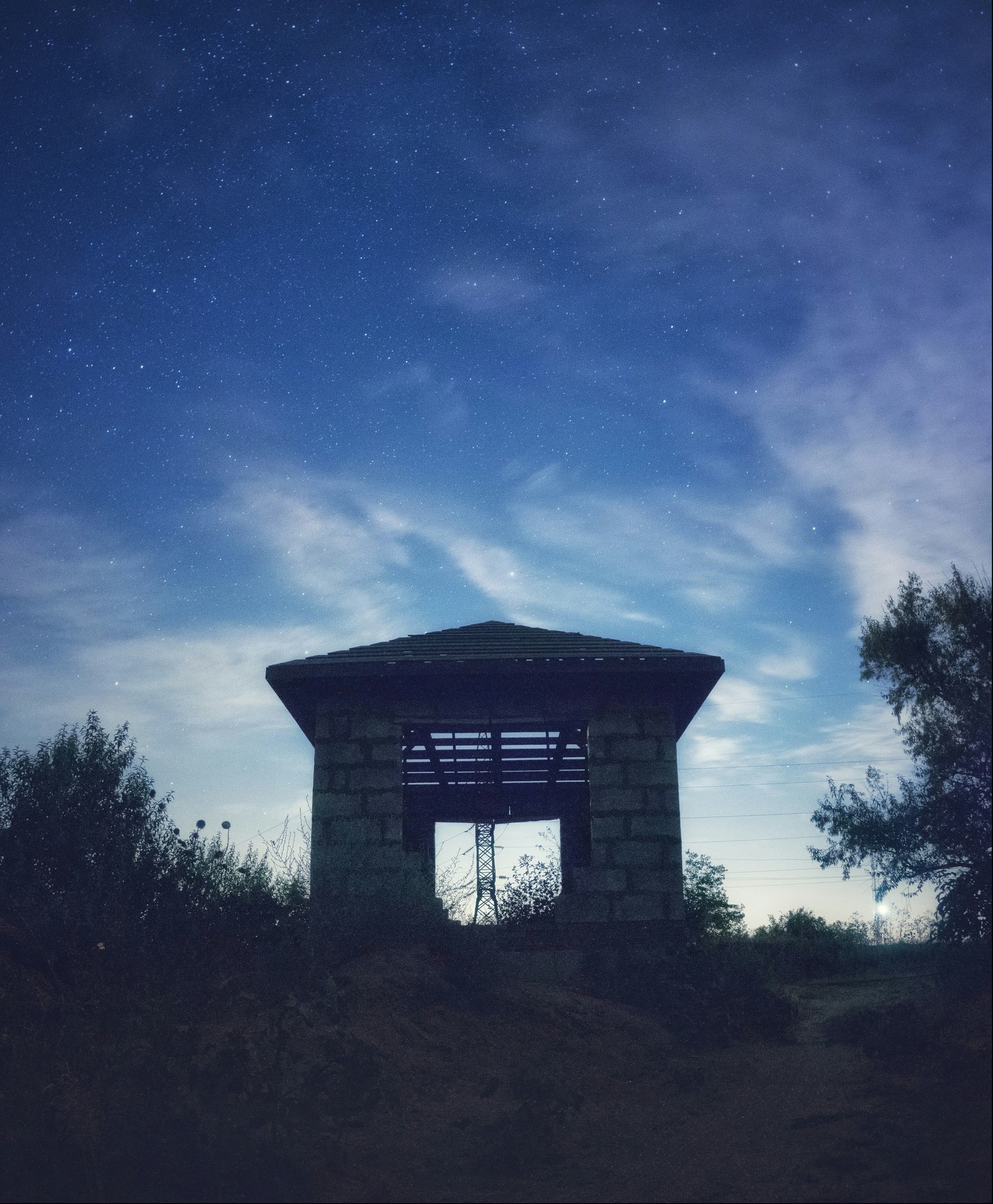 Outside the city - My, Long exposure, Starry sky, Nature, Landscape, Longpost