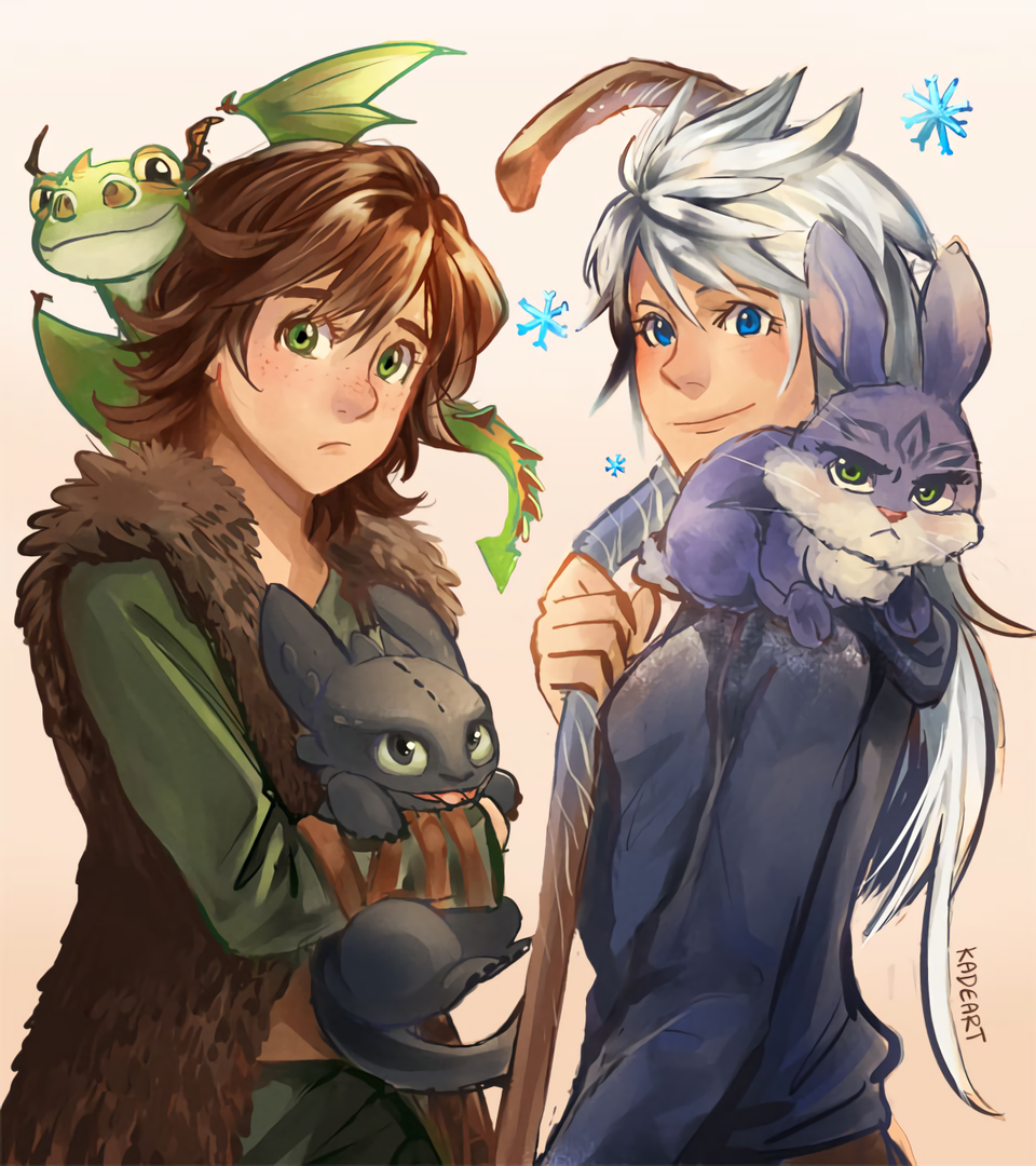Hiccup and Ice Jack (rule 63) - Art, Crossover, How to train your dragon, rise of the Guardians, Hiccup, Jack Frost, The Dragon, Rule 63, Crossover, , Kadeart