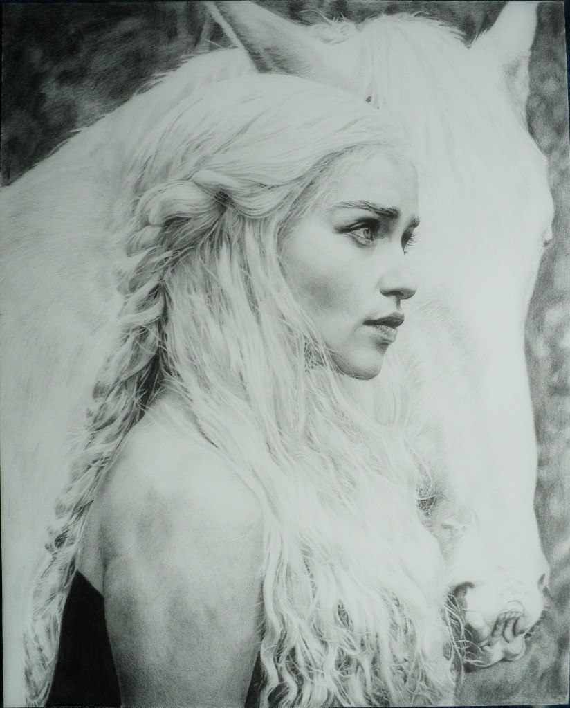 Khaleesi - My, Pencil drawing, Daenerys Targaryen, Game of Thrones