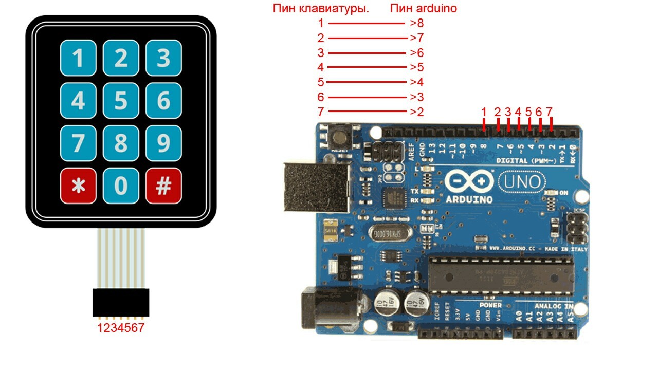 How I connected a 4x3 matrix keyboard to arduino - My, Arduino, Keyboard, Matrix keyboard, Programming, Longpost