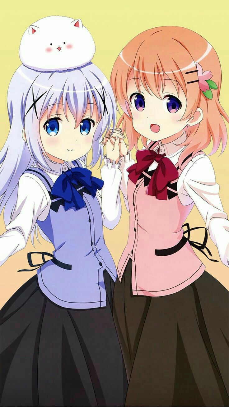 Anime Art by sakano hikari, gakken, tippy - Anime art, Anime, Hoto cocoa, Kafuu chino, Gochuumon wa usagi desu ka?, , Megami, Loli