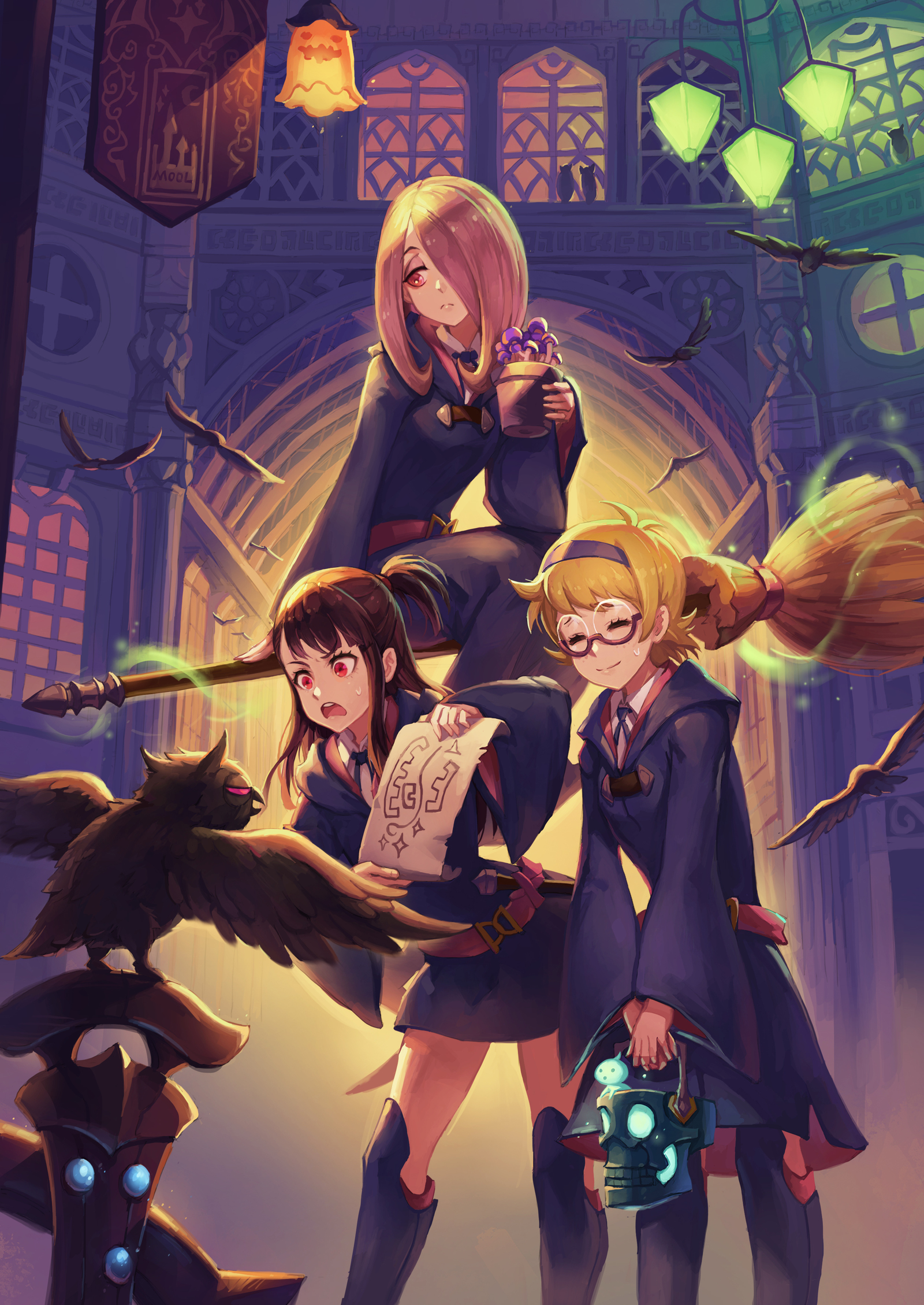 Little witch academia - Anime art, Anime, Little witch academia, Sucy manbavaran, Atsuko Kagari, Mool yueguang