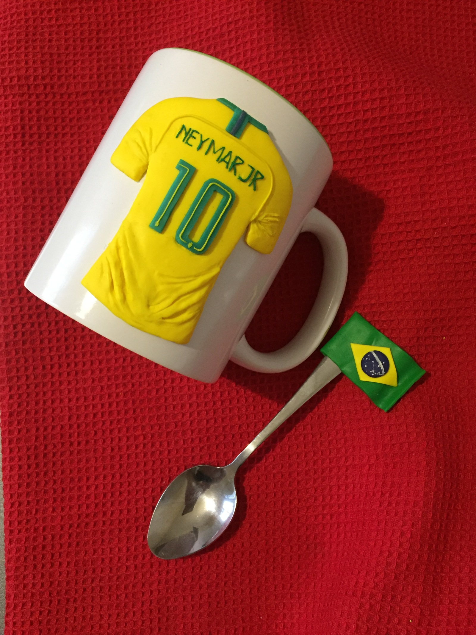 Decorated mugs - My, , Football, Handmade, Hobby, Polymer clay, Presents, Longpost