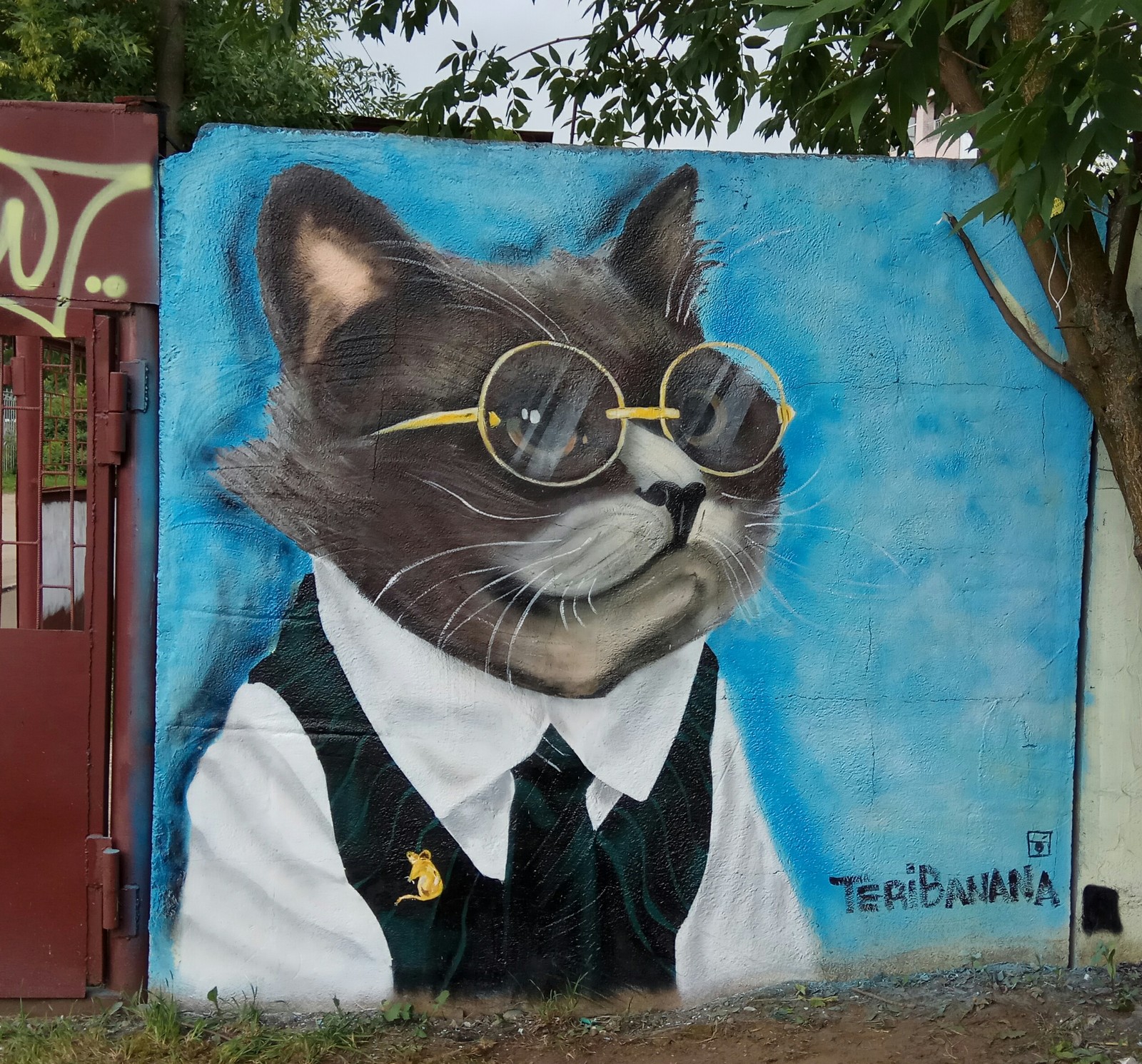 Граффити на стену с котиками