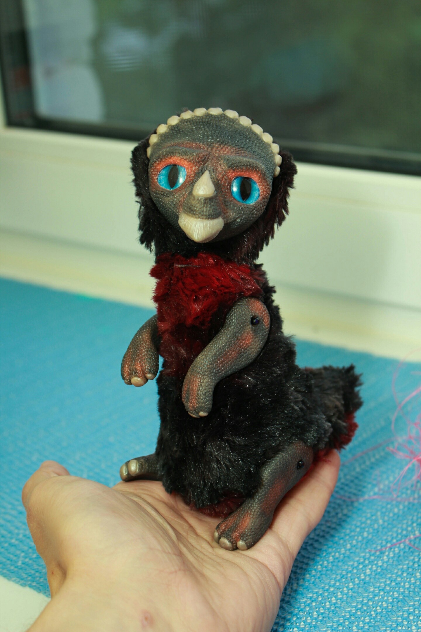 A strange beast came out - My, Polymer clay, Author's toy, Dinosaurs, My, Needlework without process, Longpost