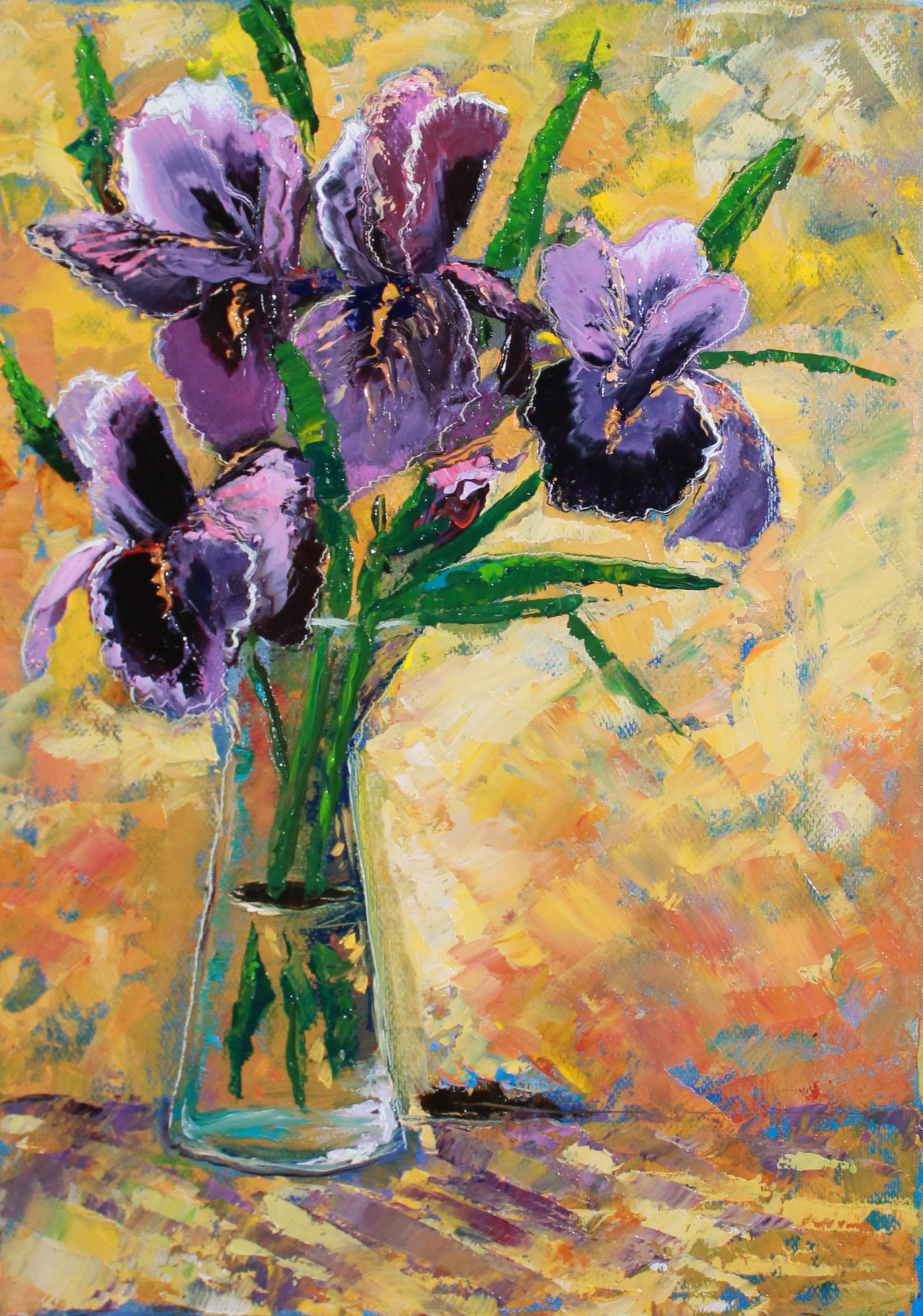 Painted a new painting Magic Irises palette knife - My, Oil painting, With your own hands, I'm writing a picture, Painting, Palette knife, Kristina Korchazhkina, Spice_art, Longpost