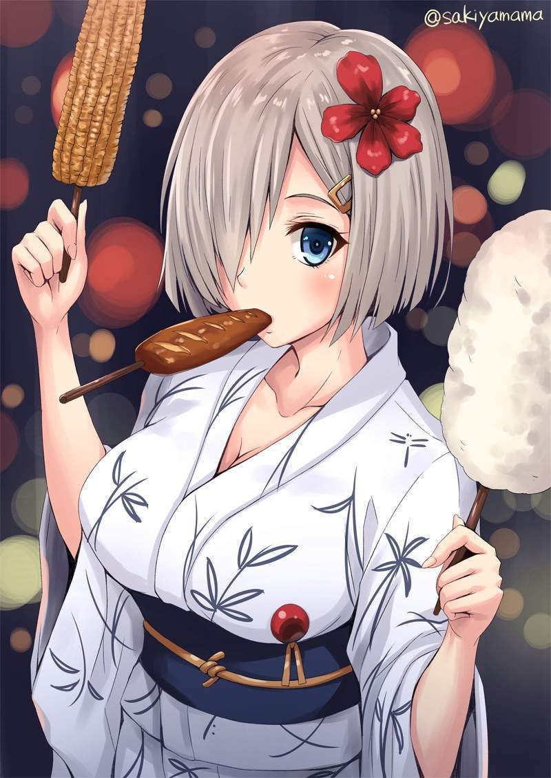 Hamakaze (художник: Sakiyamama) - NSFW, Sakiyamama, Kantai Collection, Аниме, Anime Art, Hamakaze, Юката, Кимоно, Нижнее белье, Длиннопост