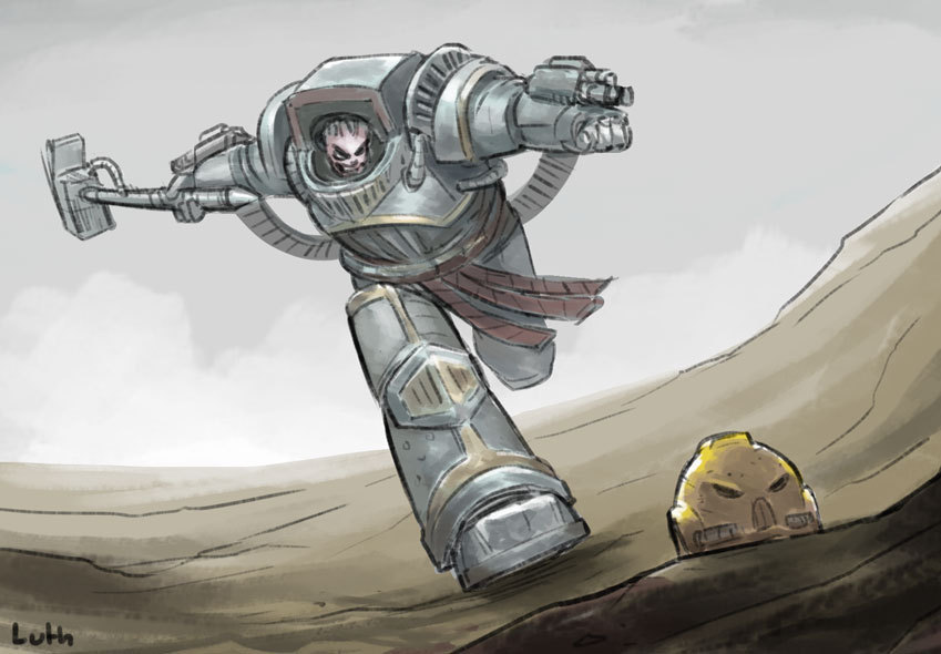 Perturabo playing croquet with the helmet of the Imperial Fist - Warhammer 40k, Perturabo, Iron warriors, Imperial fists, Lutherniel, Wh humor