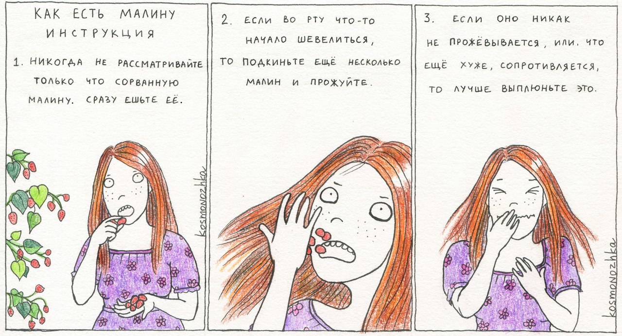 How to eat raspberries. - Raspberries, Humor, Instructions, Kosmonozhka, Food, Kosmonozhka