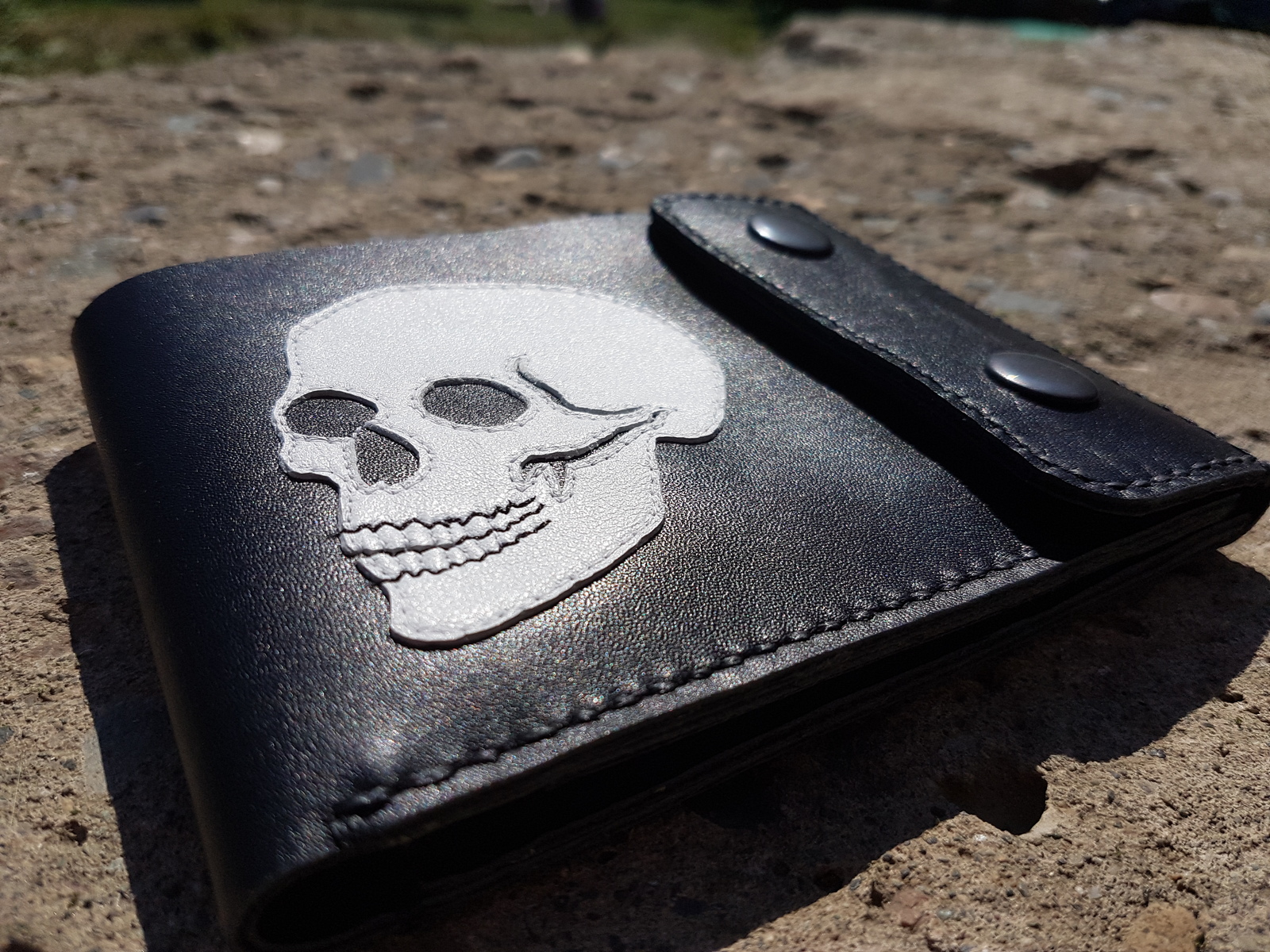 Gift to a friend - My, Scull, Wallet, Leather, Handmade, Longpost