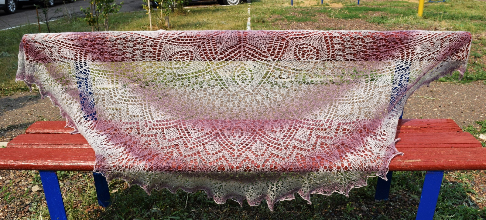 Openwork wool shawl - My, Shawl, , Handmade, , Needlework without process