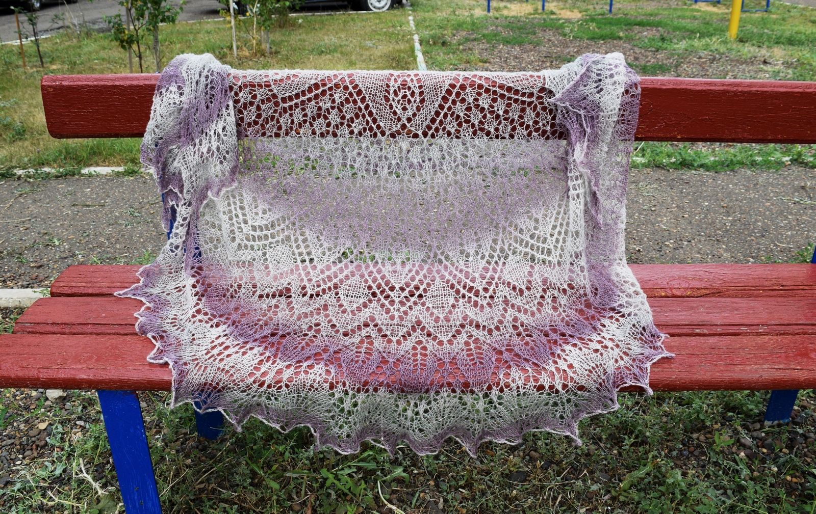 Openwork wool shawl - My, Shawl, , Handmade, , Needlework without process