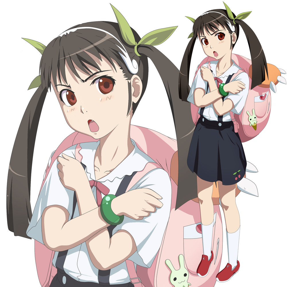 Эй, ба... бака... не смотри на меня так! - Anime Art, Loli, Hachikuji Mayoi, Monogatari series