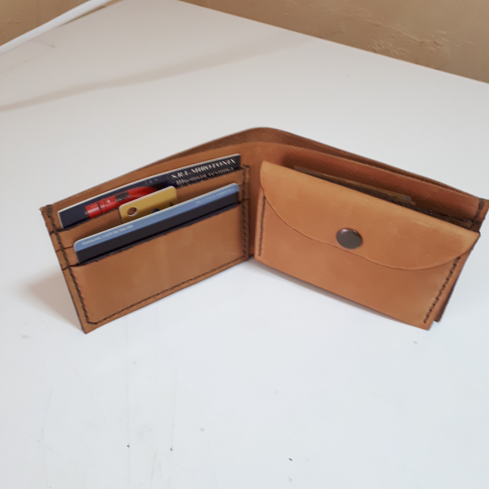 Collapsible mini wallet. - My, Leather, Handmade, Longpost