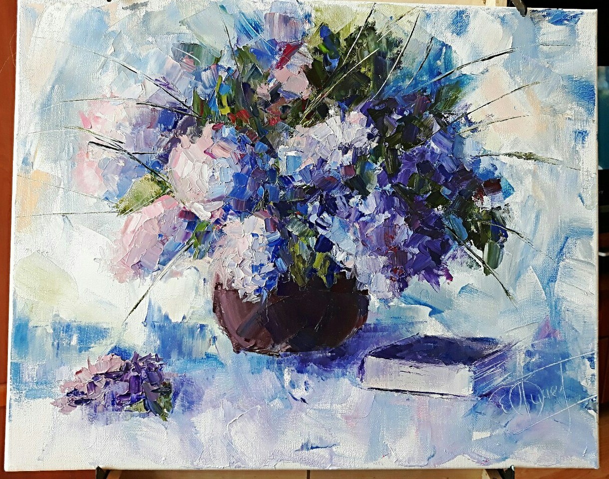 My art post - My, Painting, Painting, Palette knife, Lilac, Needlework without process