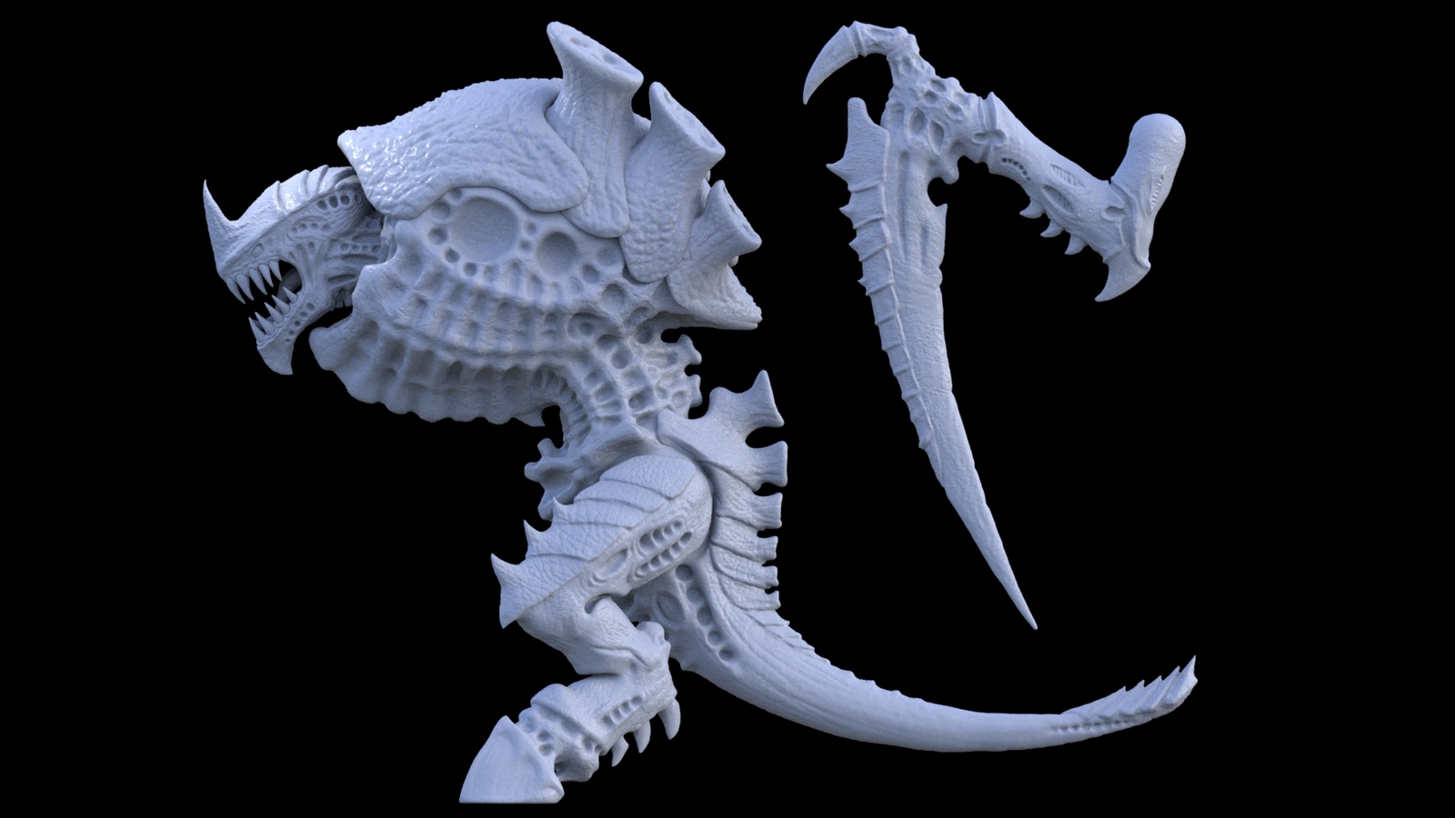 CARNIFEX AND A BROAD OF RIPPERS IN THE PROCESS OF WEEDING - My, Tyranids, Xenos, 3D, Zbrush, Warhammer 40k, Wh other, Wh Art, Longpost