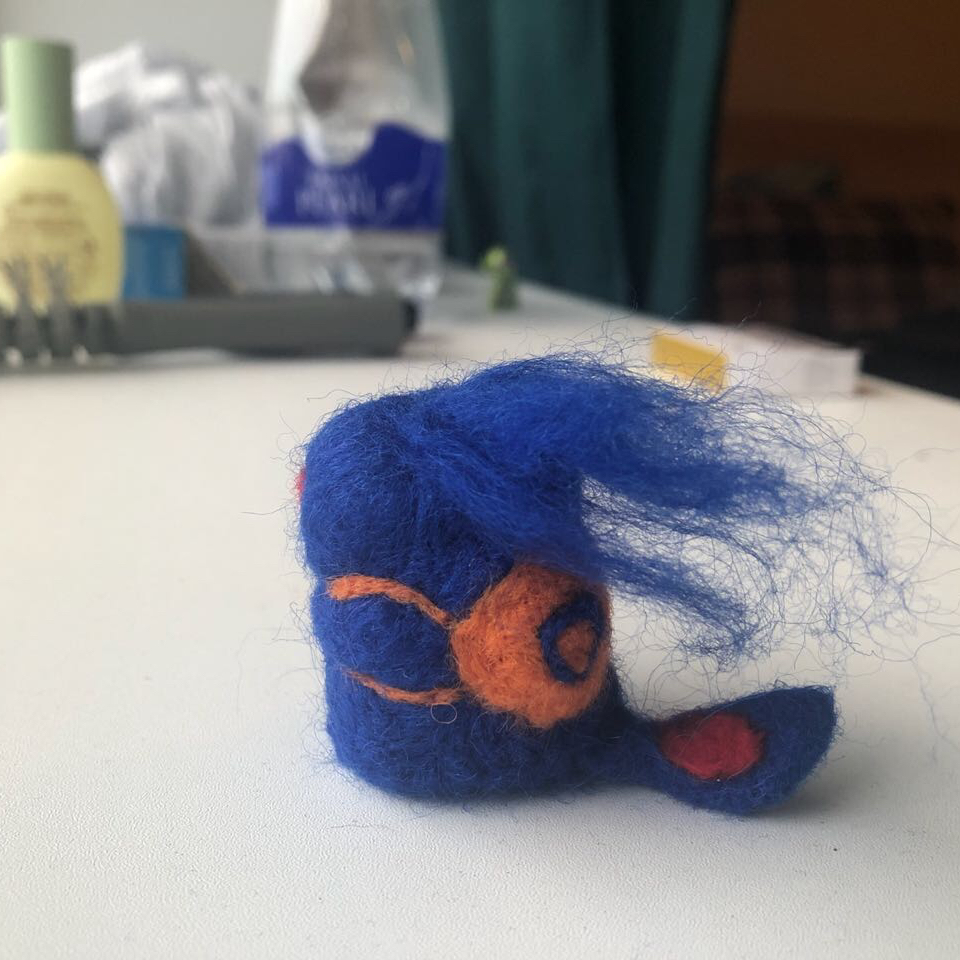 Wool monster (dry felting) - My, Dry felting, Hobby, Wool, Monster, Soft toy, Longpost