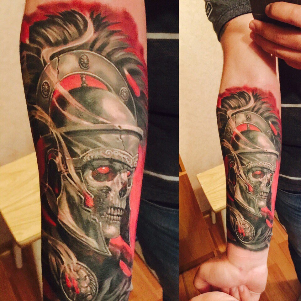 Centurion - My, Drawing, Tattoo, Longpost, Centurions, Skeleton, Undead