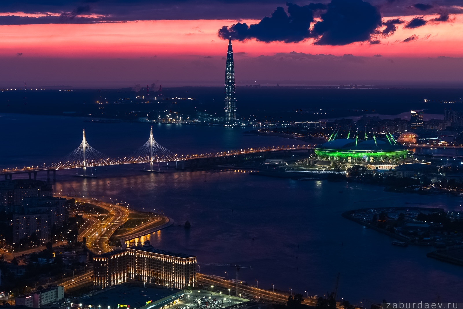 To those who go to bed - restful sleep - , Saint Petersburg, Zsd, Zenith Stadium, Lakhta Center, Sunset, Quadcopter, The photo