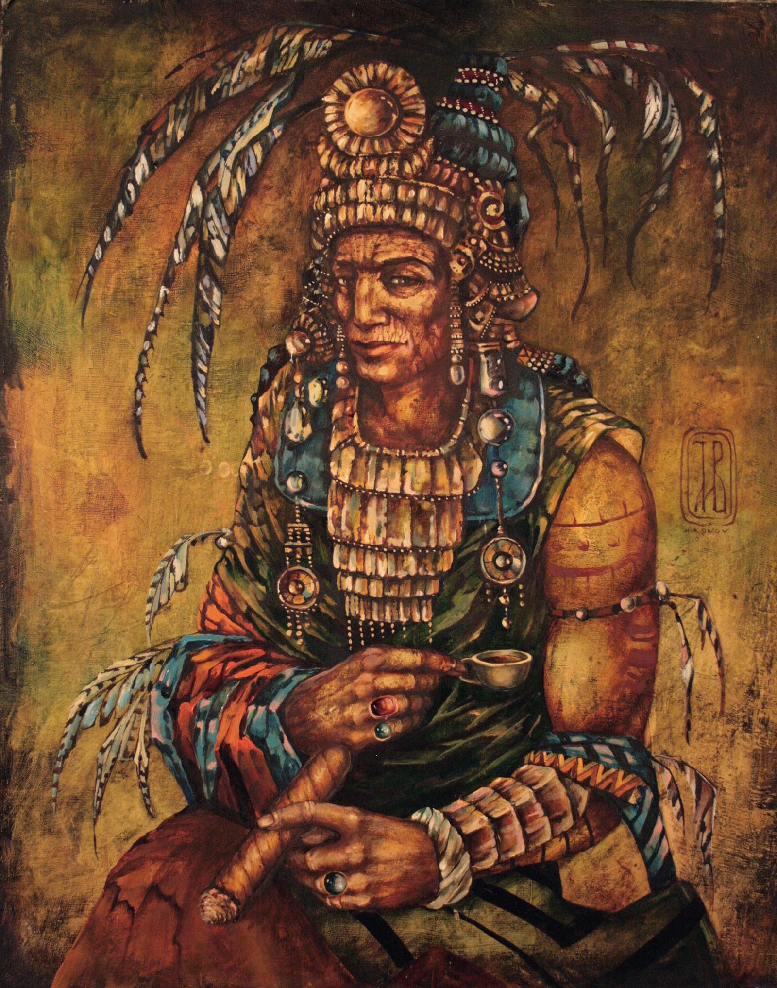 Dreams of red shamans - My, Painting, Oil painting, Canvas, Indians, Butter, Shaman, Longpost, Shamans