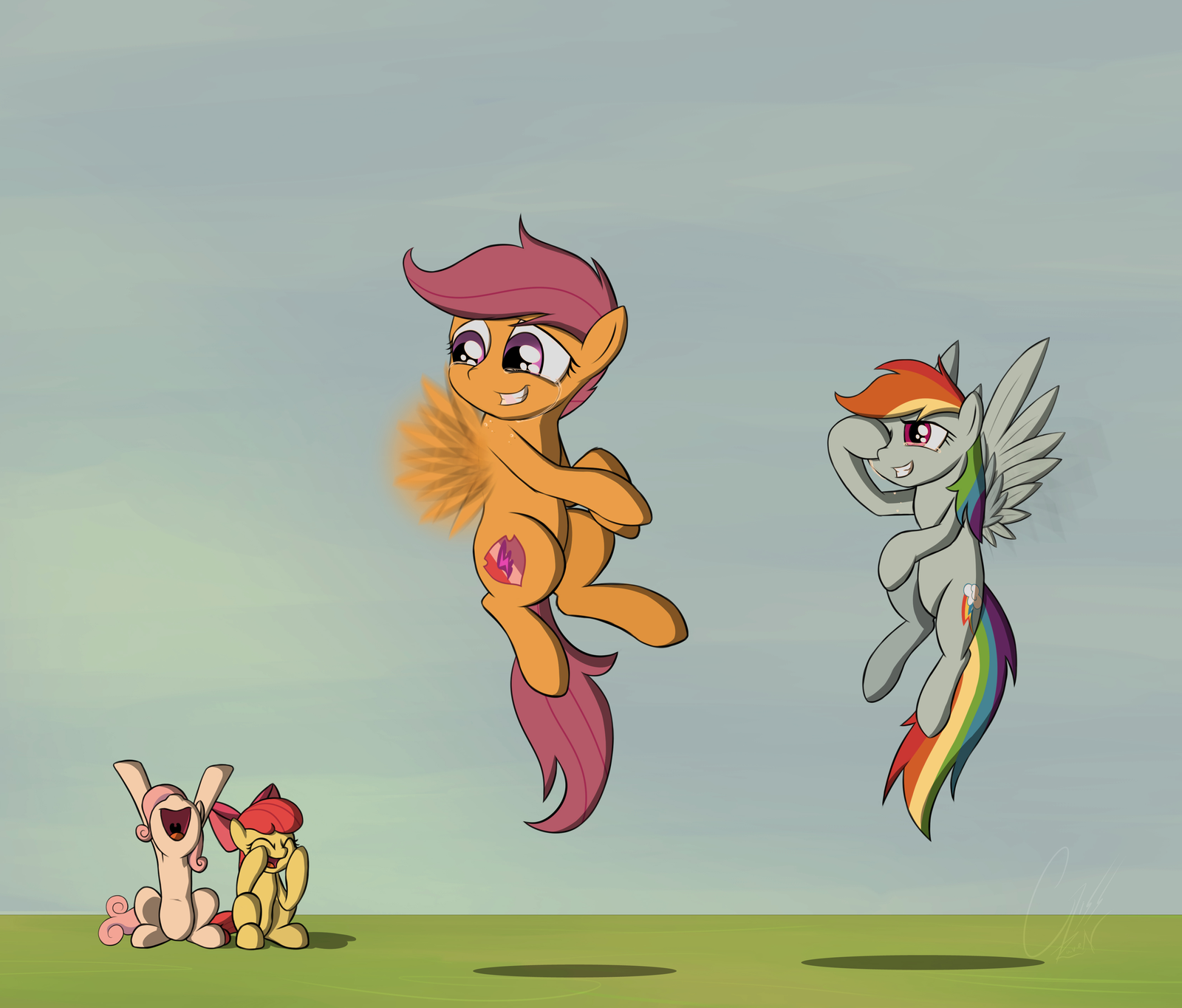 First Steps! - Sweetie belle, Applebloom, Scootaloo, Rainbow dash, PonyArt, My little pony