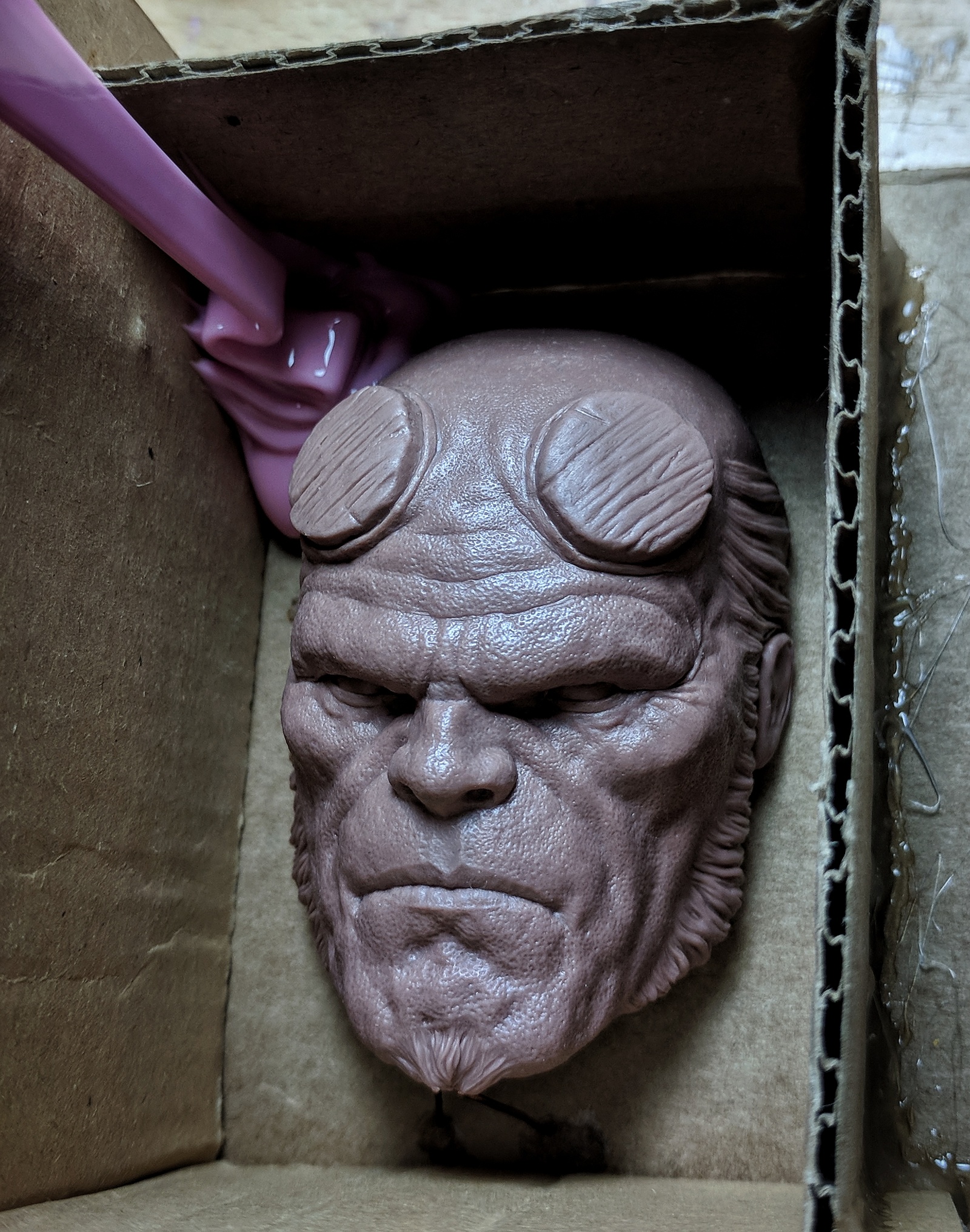 How to make a simple silicone mold - My, Silicone, Hellboy, Tutorial, Creation, Shaping, Sculpture, Plasticine, Longpost