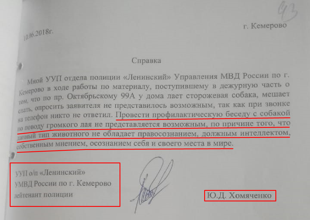 В Кузбассе участковый полиции не стал разговаривать с собакой - Моё, Кемерово, Участковый, Кемеровская область - Кузбасс, Полиция