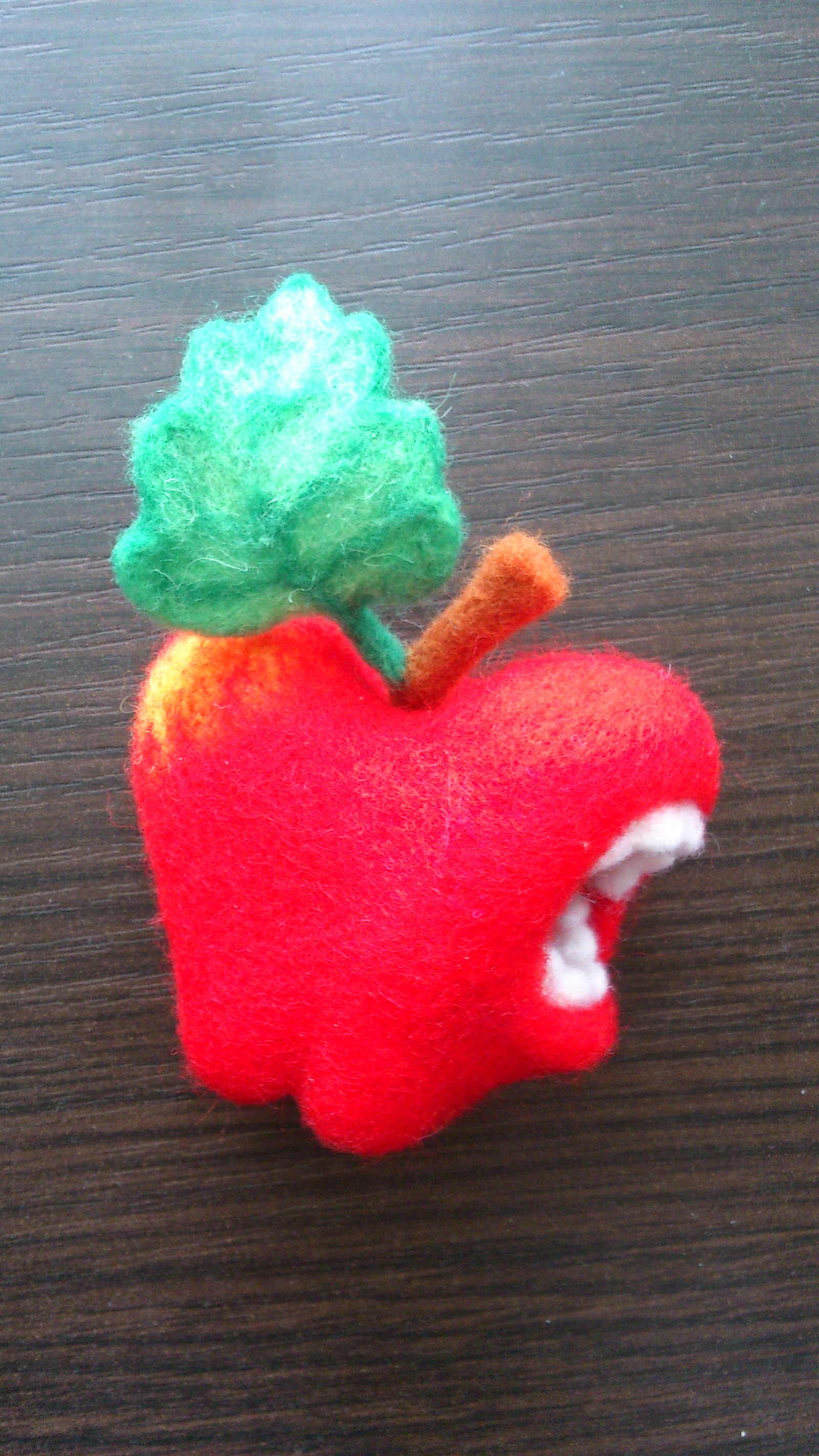 Apple - Original!!! - My, Handmade, Dry felting, Apple, Original, Apples, Paradise Lost, Free time, Needlework without process, Longpost