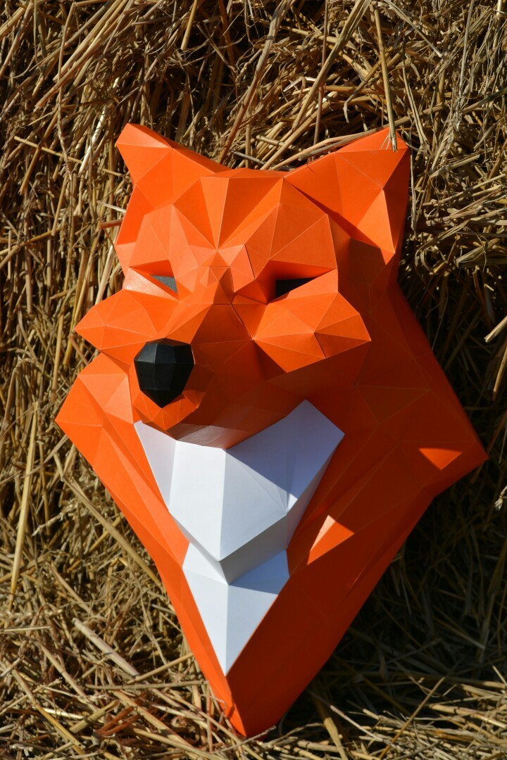 Fox totem in paper incarnation - My, Papercraft, Pepakura, Low poly, 3D, Handmade, Longpost