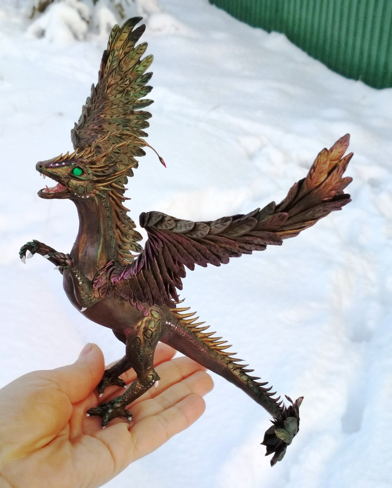 My new animal - My, Needlework without process, Longpost, The Dragon, Griffin, cat, Polymer clay, Лепка