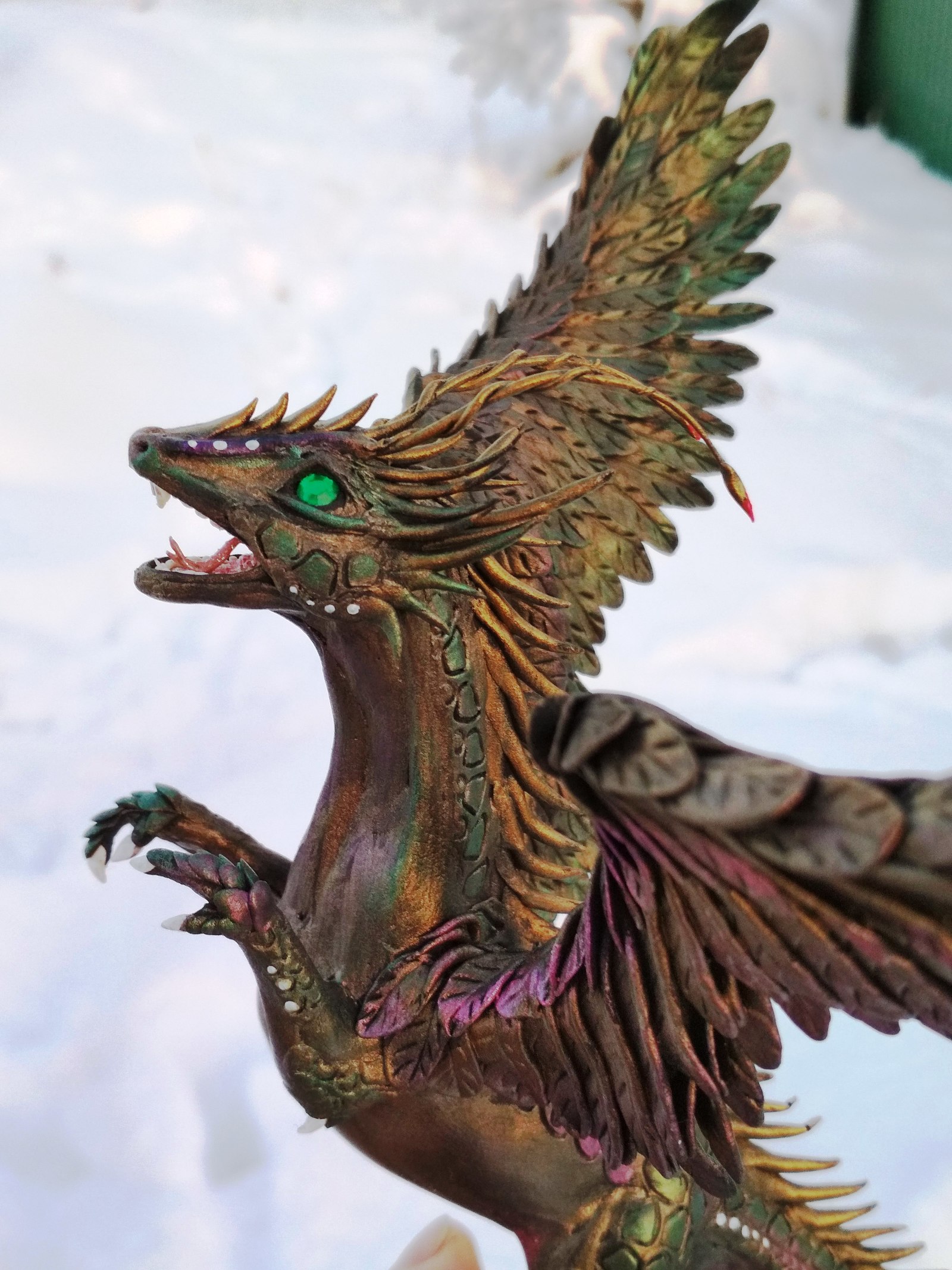 My new animal - My, Needlework without process, Longpost, The Dragon, Griffin, cat, Polymer clay, Лепка