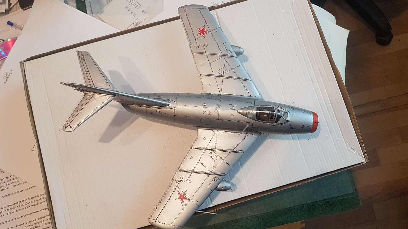 Mig-15 - My, Airplane, Fighter, Aviation, Modeling, Stand modeling, Longpost