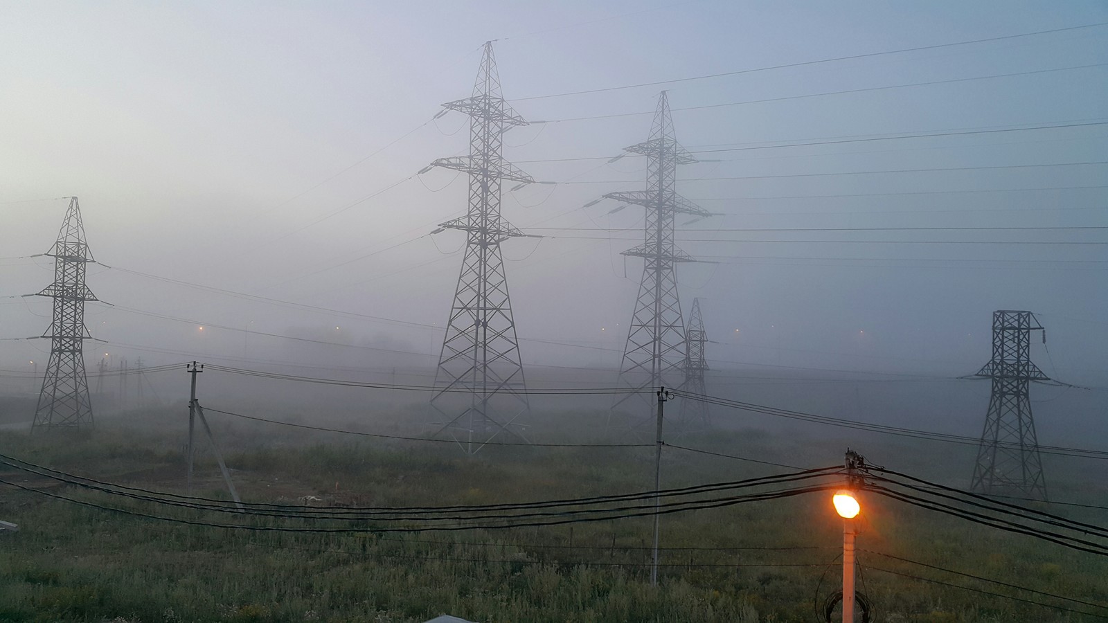 It's fog - Fog, Night, Power lines, Longpost