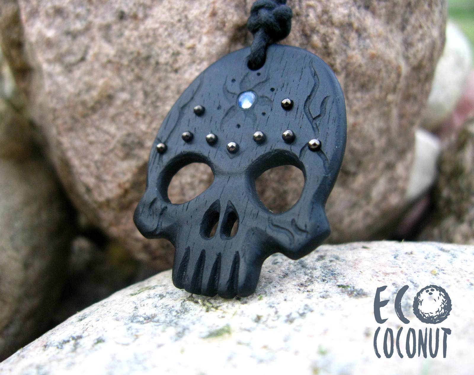 Ebony Skull Pendant - My, Pendant, Ebony pendant, Scull, Non-surgical decorations, Needlework without process, Eben, Longpost