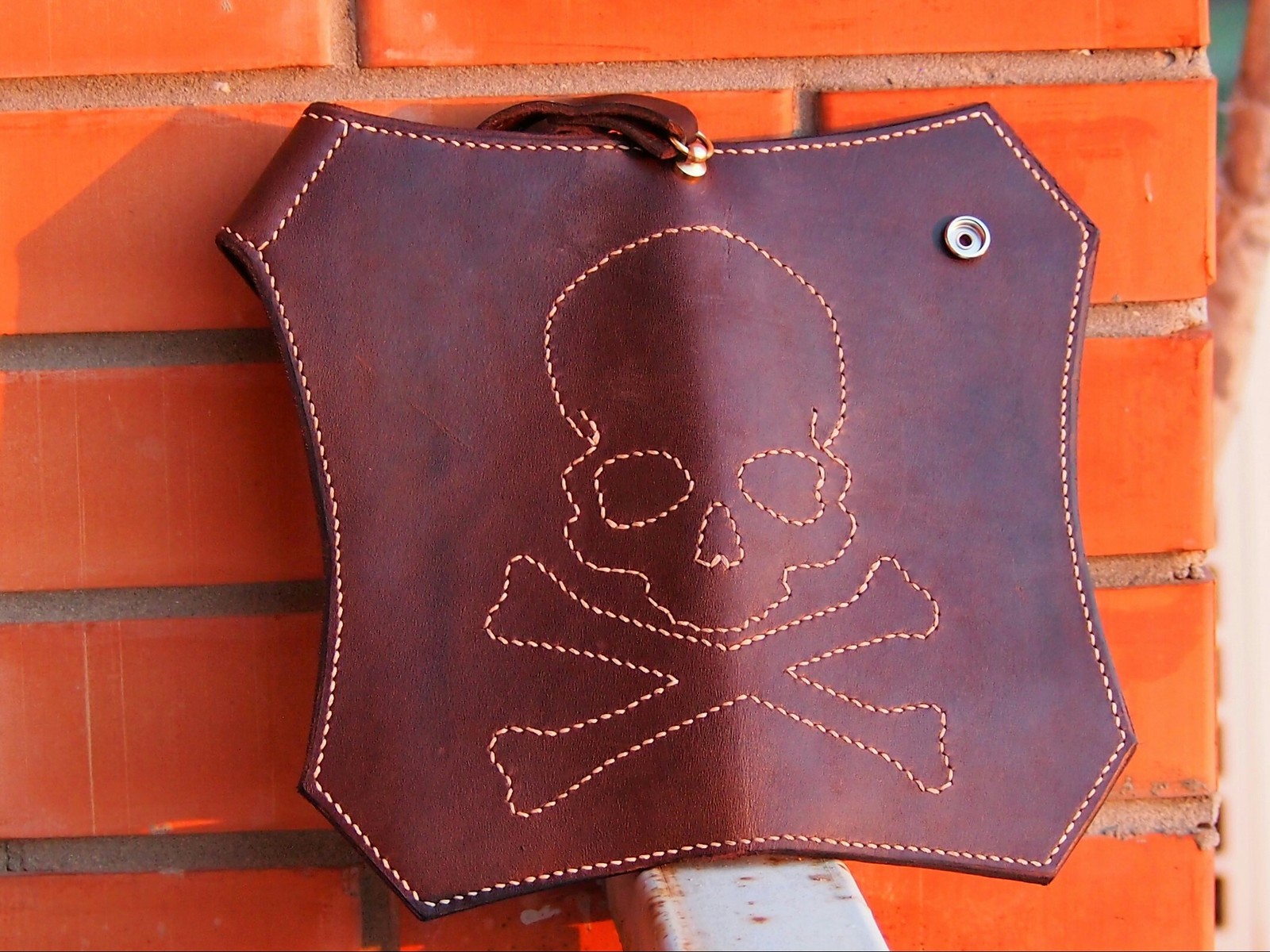 Long purse 'Jolli Roger' - My, Leather craft, Handmade, Longpost