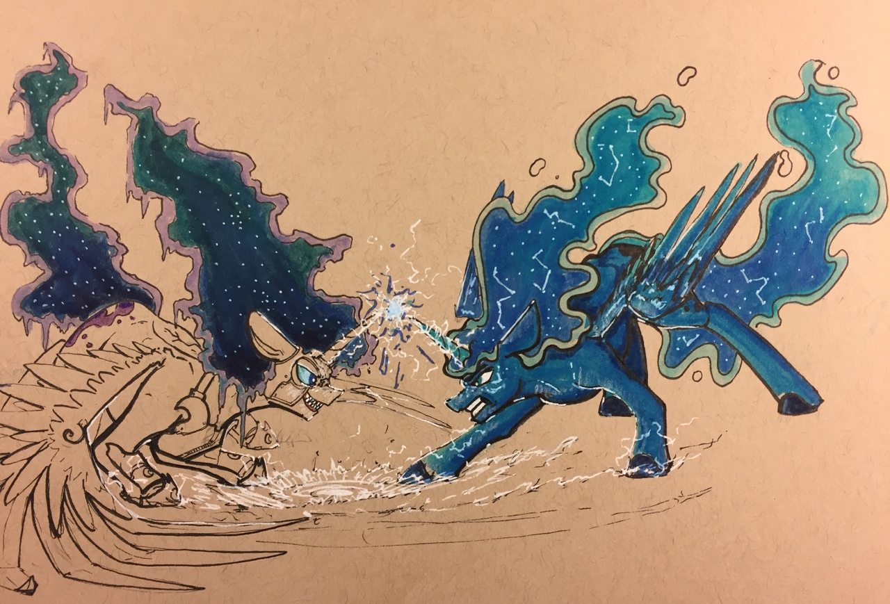 Nightmare Moon vs Princess Luna - My little pony, PonyArt, Nightmare moon, Princess luna, Greyscaleart