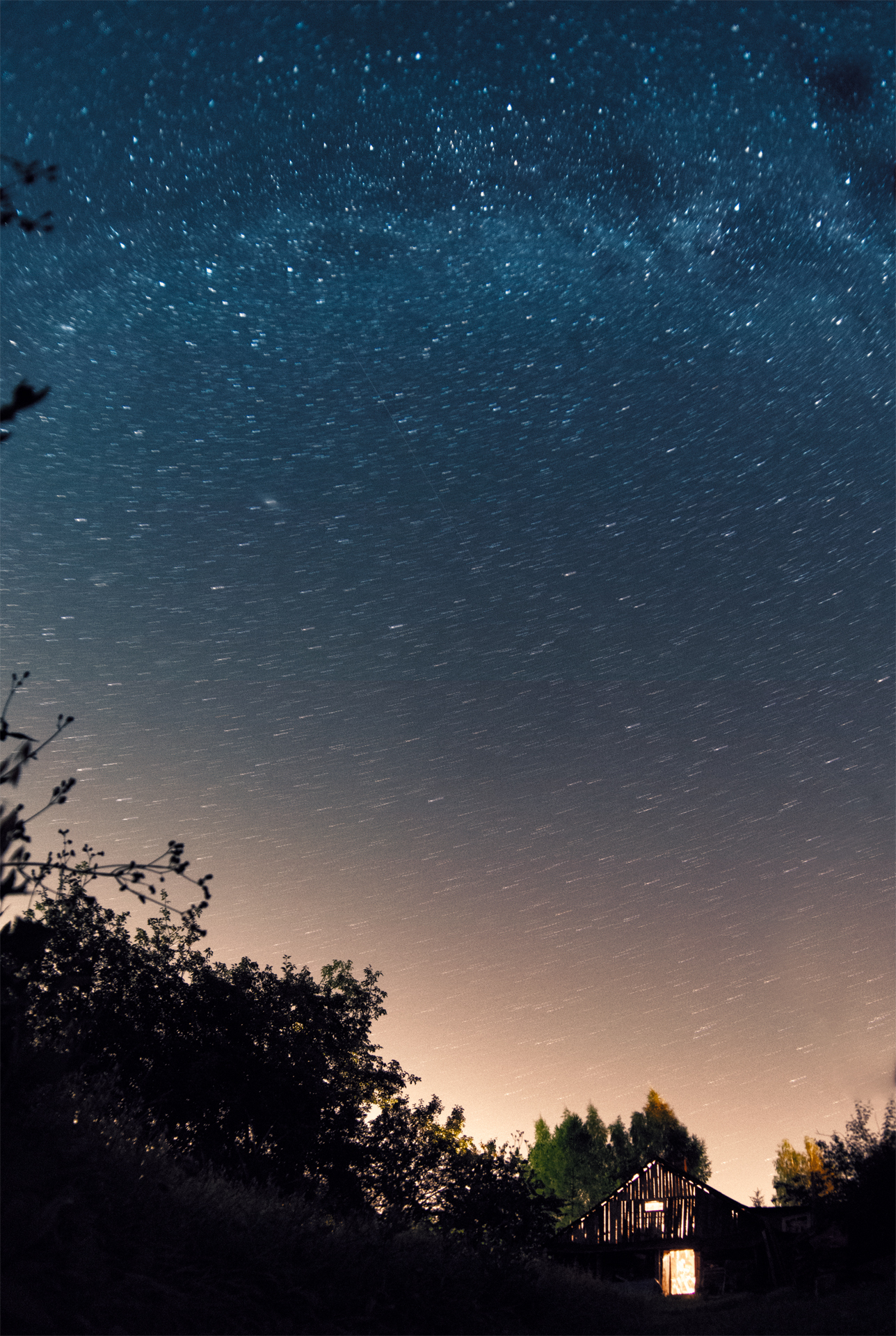 August 10. Moscow region - My, The photo, Sky, Star, Night, Village, Longpost