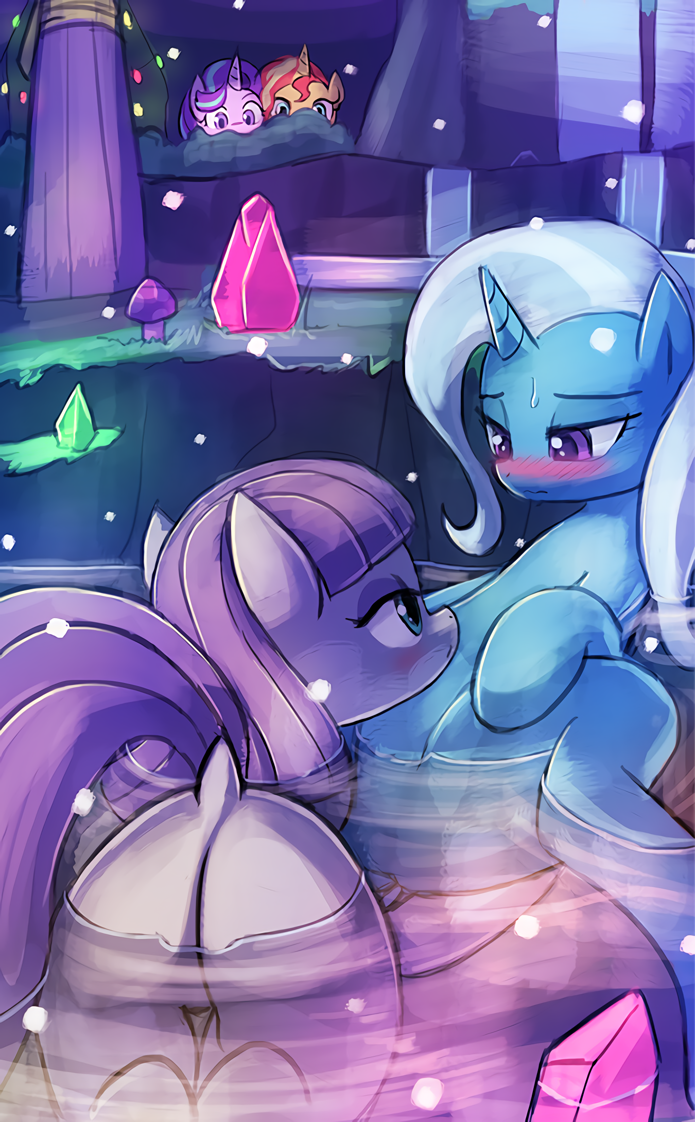 Hot Night - Maud Pie, Trixie, Starlight Glimmer, Sunset Shimmer, MLP Edge, Шиппинг, My Little Pony, MLP Lesbian