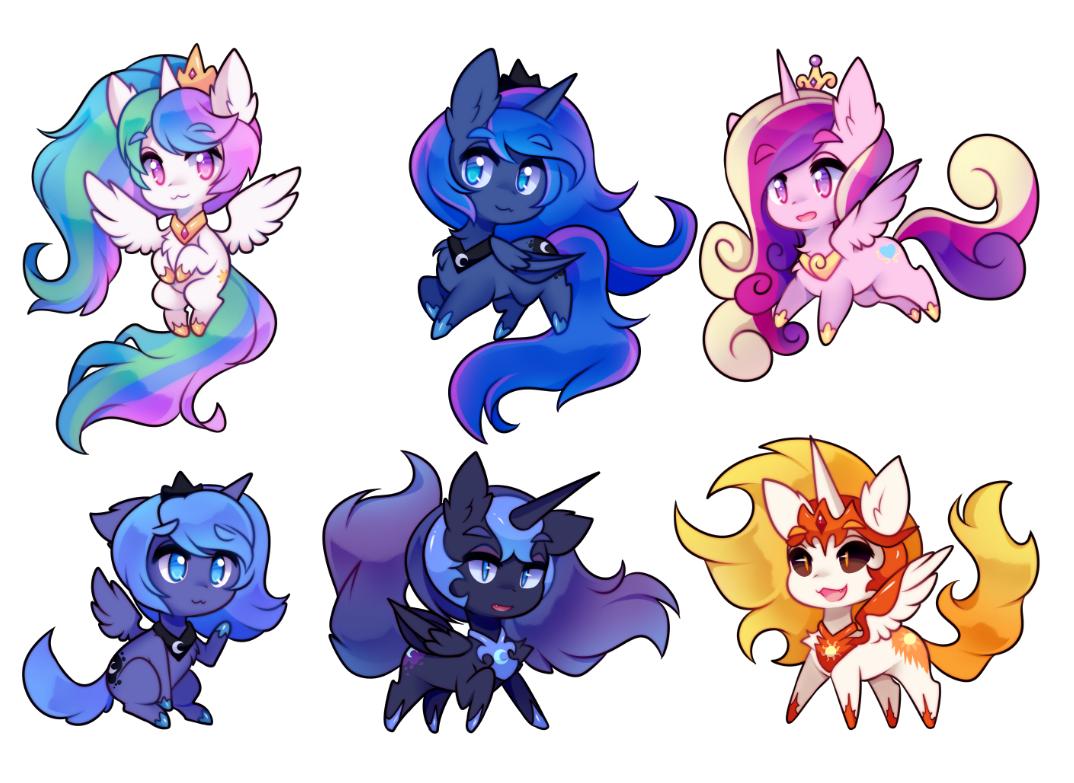 Two Princesses - My Little Pony, PonyArt, Princess Luna, Princess Celestia, Princess Cadance, Nightmare Moon, Daybreaker