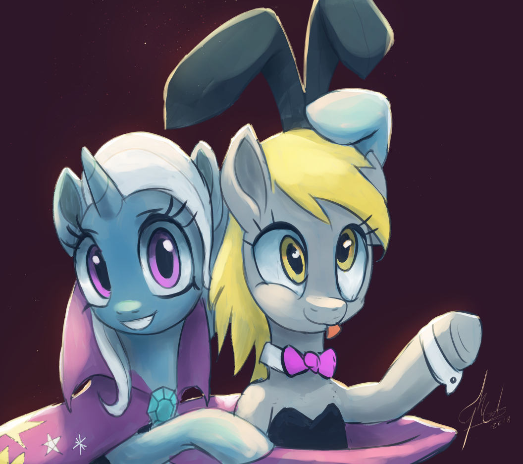 Кролик из шляпы - My Little Pony, PonyArt, Trixie, Derpy Hooves, Raikoh, Raikohillust