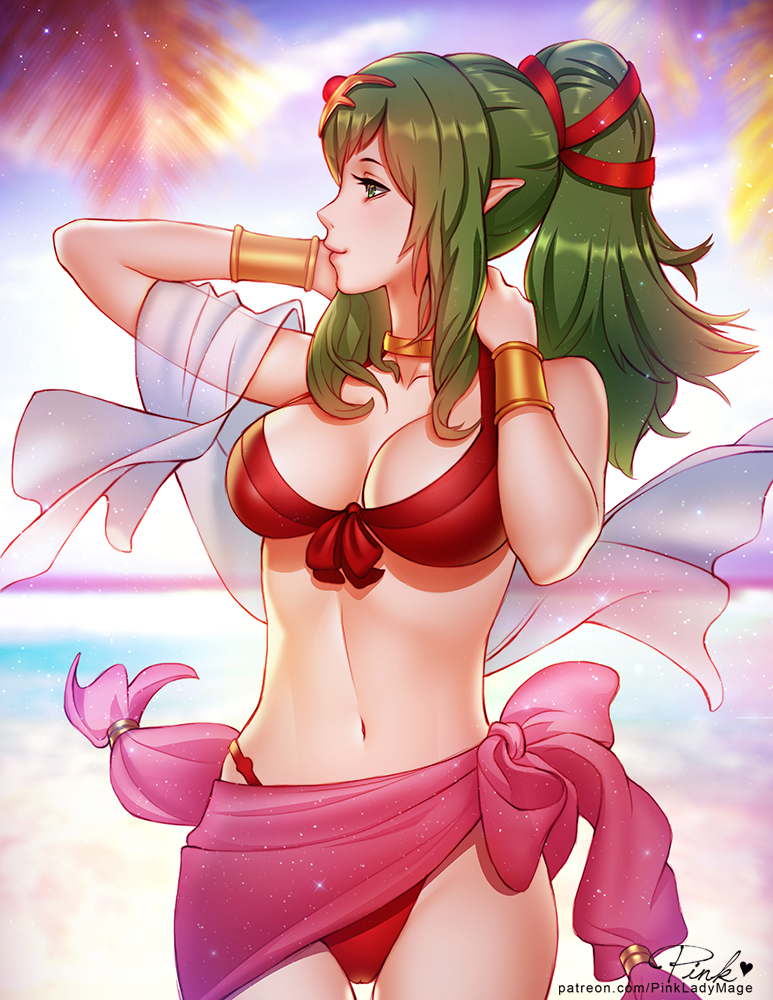 Summer Tiki - NSFW, DeviantArt, Арт, Рисунок, Лето, Anime Art, Pinkladymage