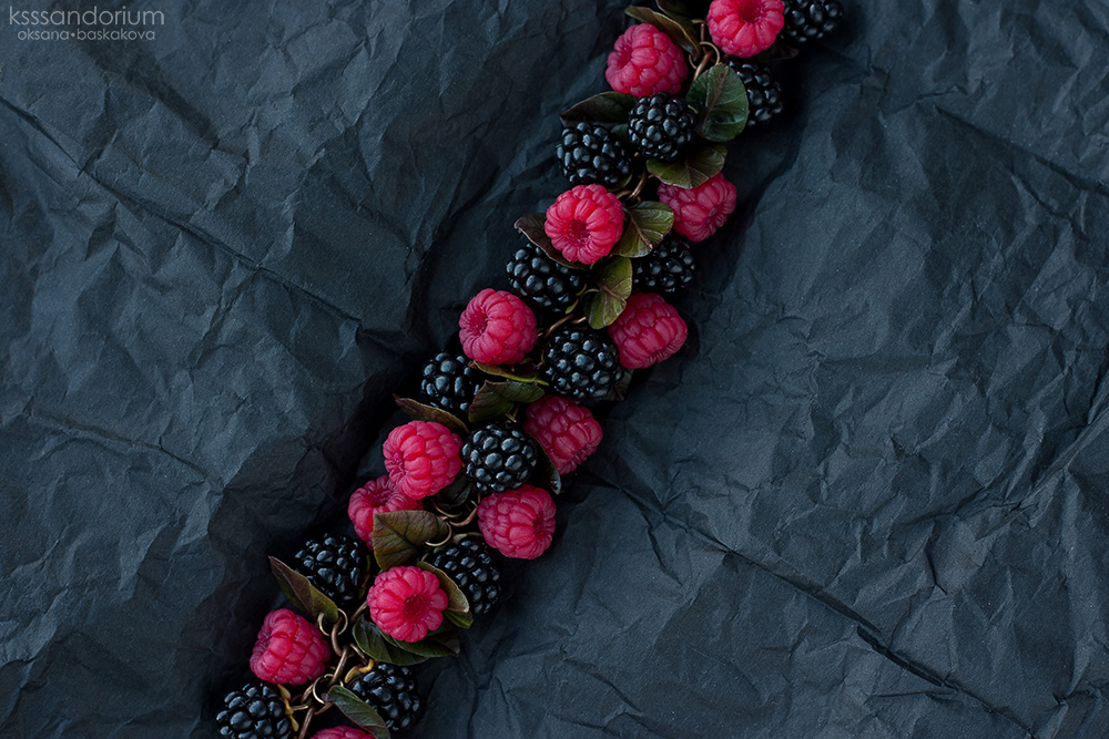 Summer in two berry bracelets; - My, Gooseberry, Polymer clay, Handmade, Ksssandorium, Raspberries, Blackberry, Needlework without process, A bracelet, Longpost